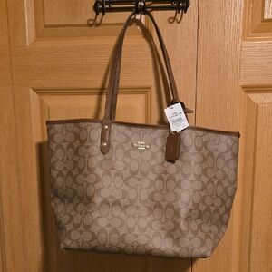 Coach Tan and Brown Signature Tote